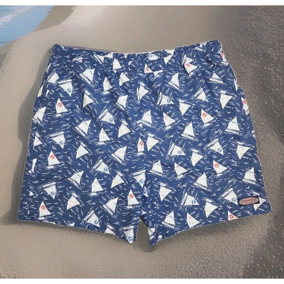 Vineyard Vines Board Shorts Swim Sailboat Pattern Mesh Lined Men's XXL SEE DESC - Picture 1 of 9
